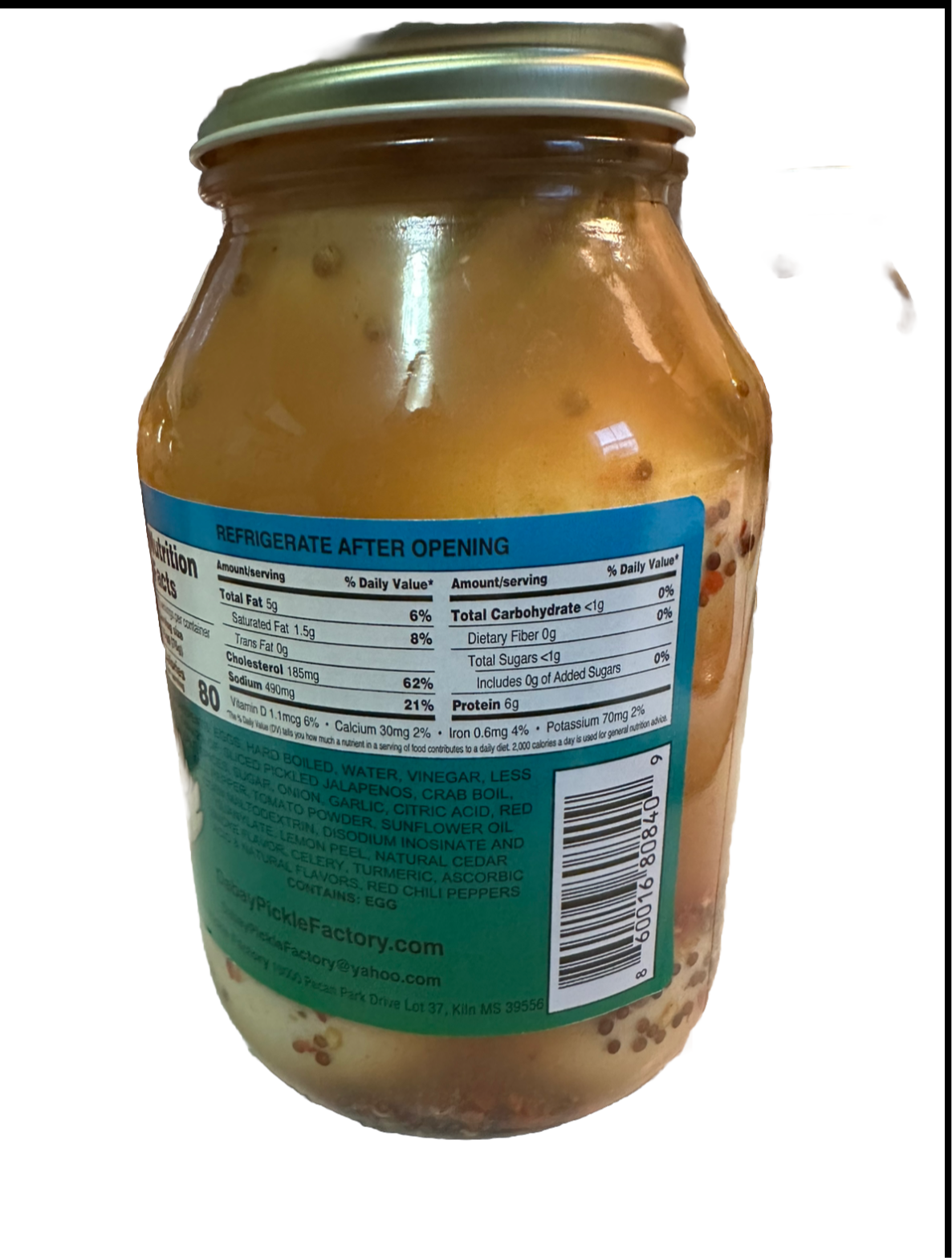 Da Bay Pickle Factory + Crazy Cajun Fat Eggs Snack - 32 FL OZ + 12 Fat Chicken Eggs & Jalapeños Cajun Seasoning - Foods