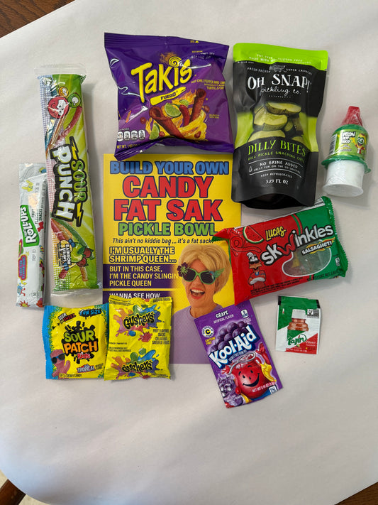 Fat Candy Sak – Pickle Bowl Edition (TikTok Viral Snack Kit)

A sweet, sour, spicy snack kit with 10 viral ingredients and a bonus collector’s card!